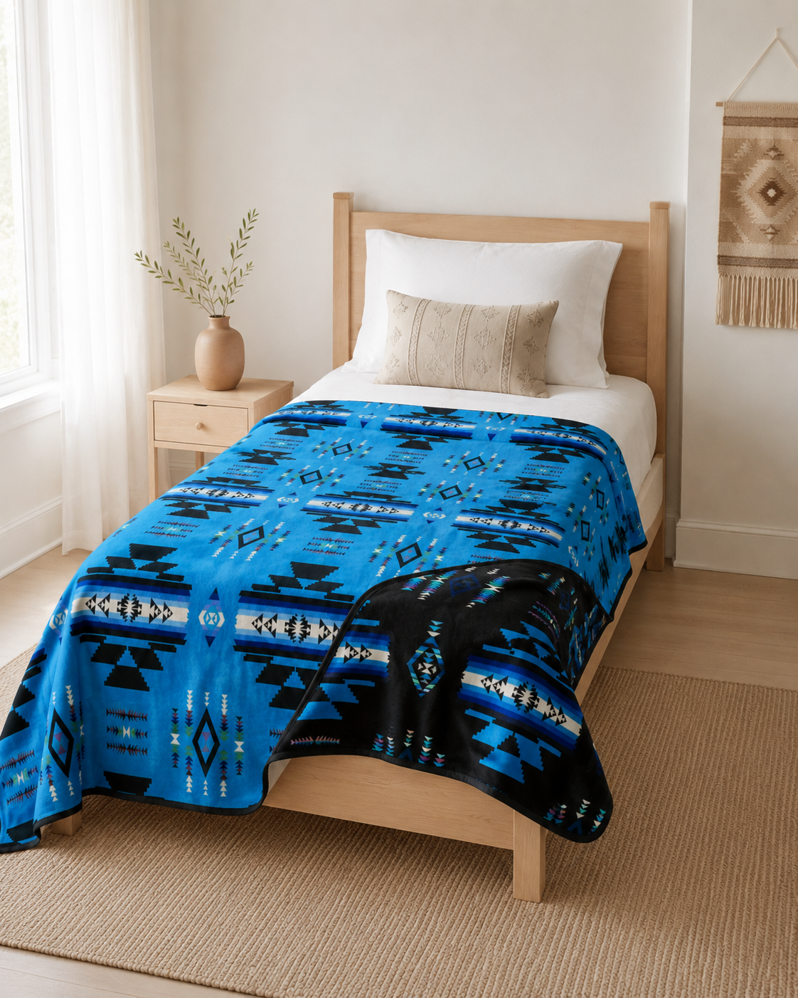Storm Pattern Full/Twin Blanket – Reversible Southwestern Geometric Throw
