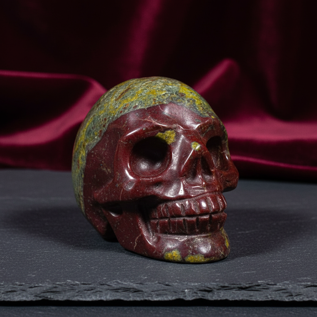 Dragon Blood Jasper Skull - Corrected Colors