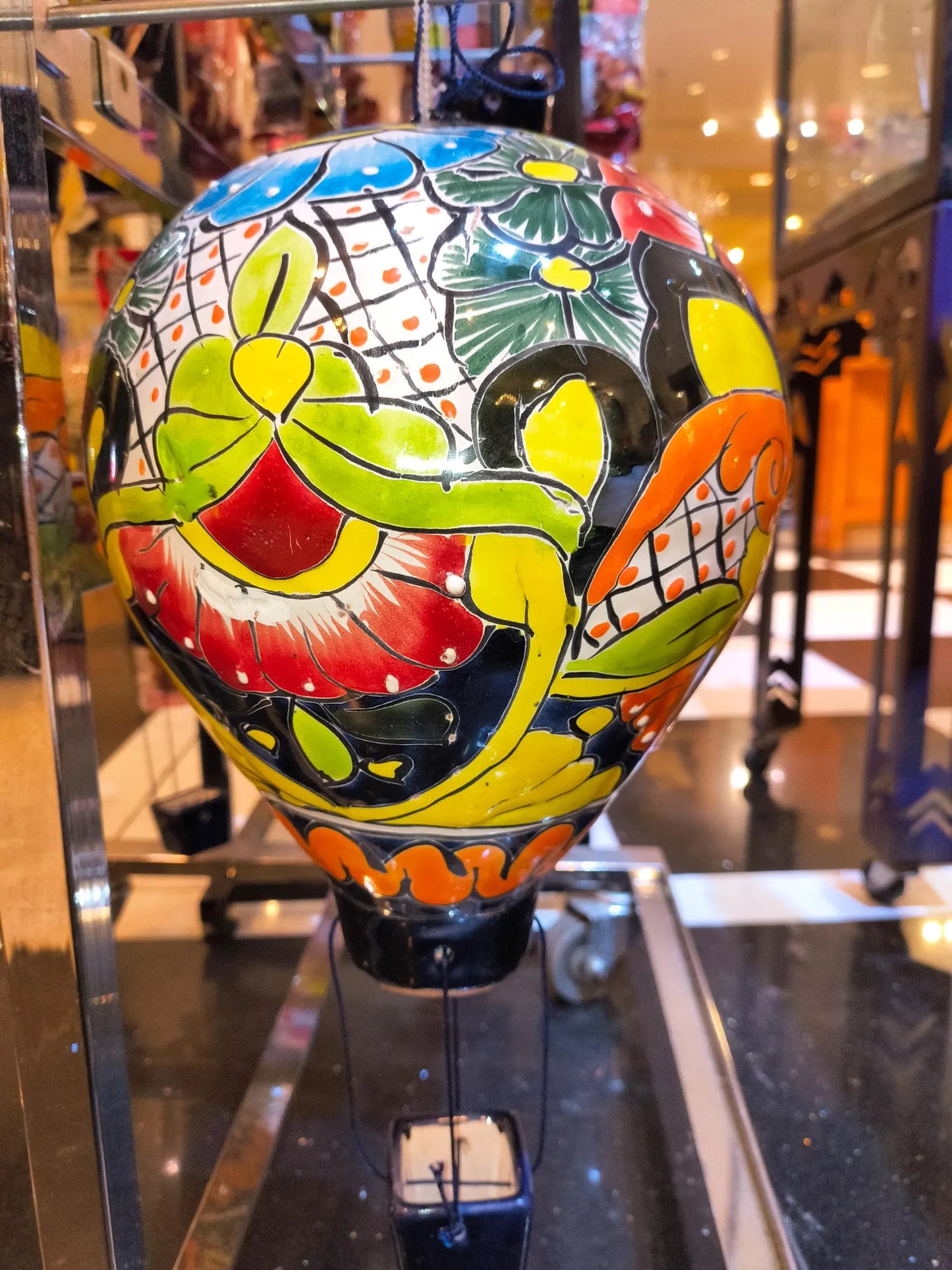 Large Talavera Ceramic Balloon: Hand-Painted Folk Art