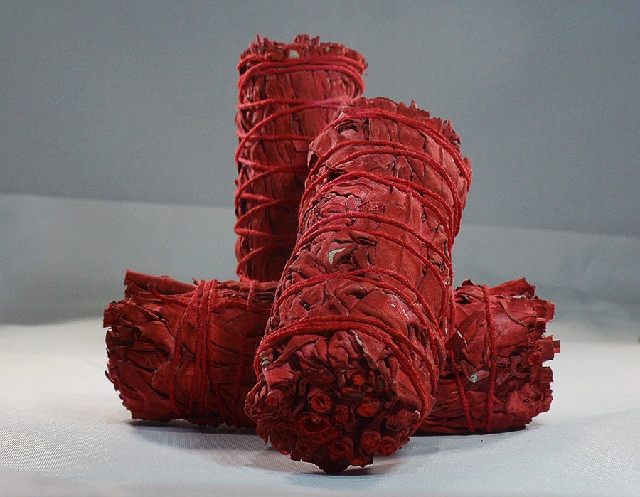 Red Small Sage Smudge Stick for Cleansing & Meditation All Tribes Treasures