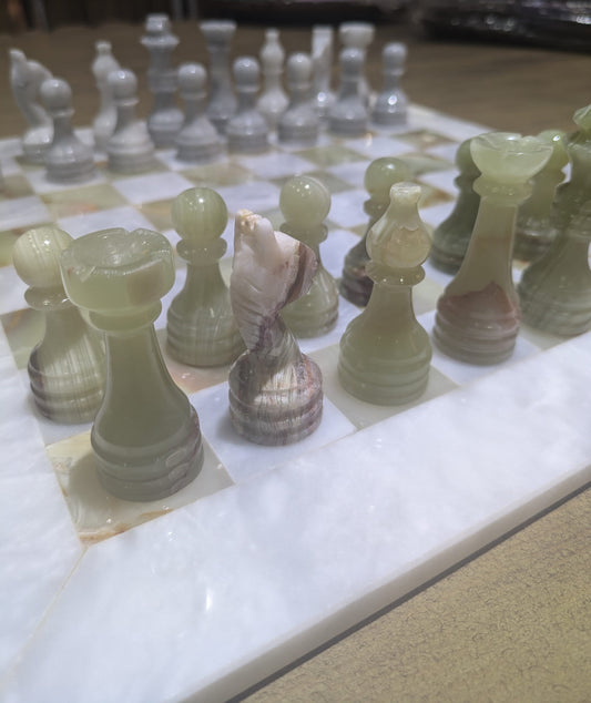 15 Handmade Marble Onyx Chess Set - Luxury Collector's Piece All Tribes Treasures