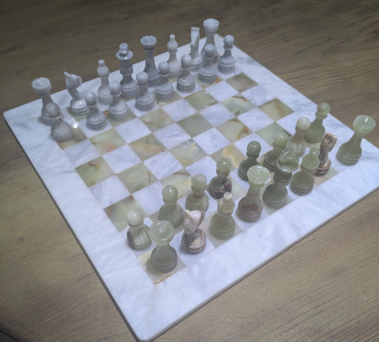 15 Handmade Marble Onyx Chess Set - Luxury Collector's Piece All Tribes Treasures