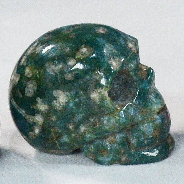 Moss Agate Skull for Growth & Balance All Tribes Treasures