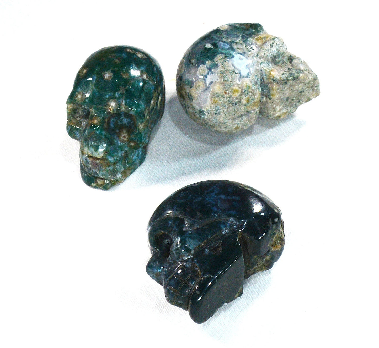 Moss Agate Skull for Growth & Balance All Tribes Treasures