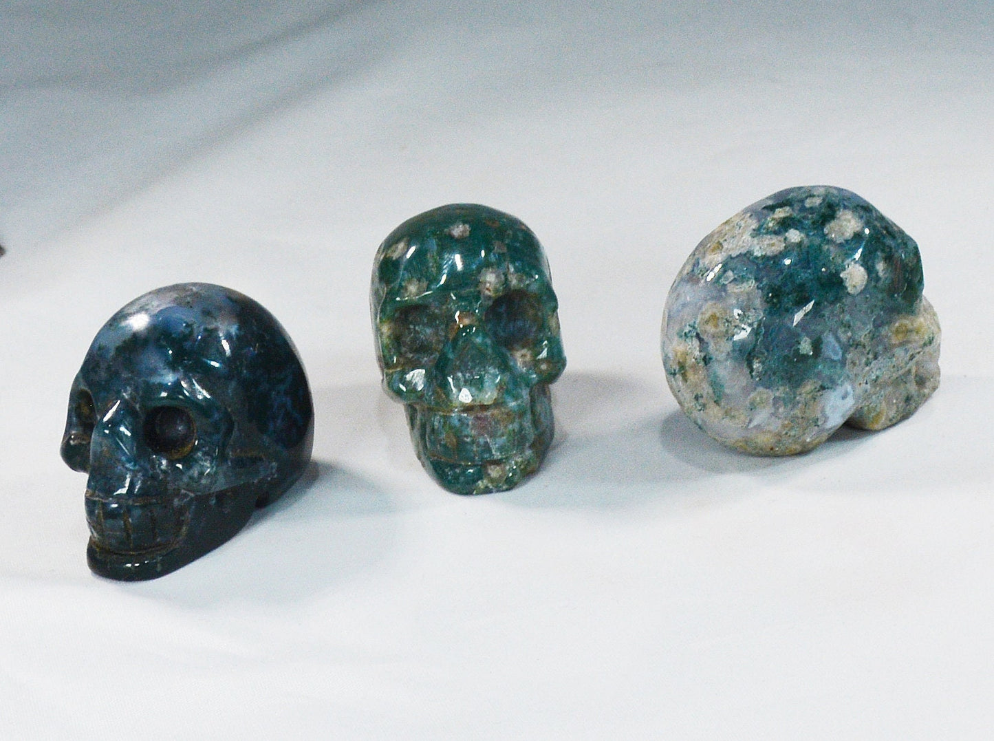 Moss Agate Skull for Growth & Balance All Tribes Treasures