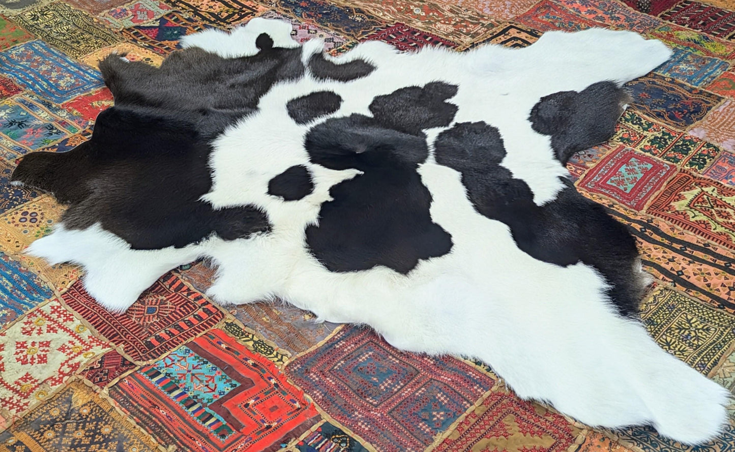 Decorative Calf Fur Rug with Suede Back, Handcrafted in Brazil All Tribes Treasures