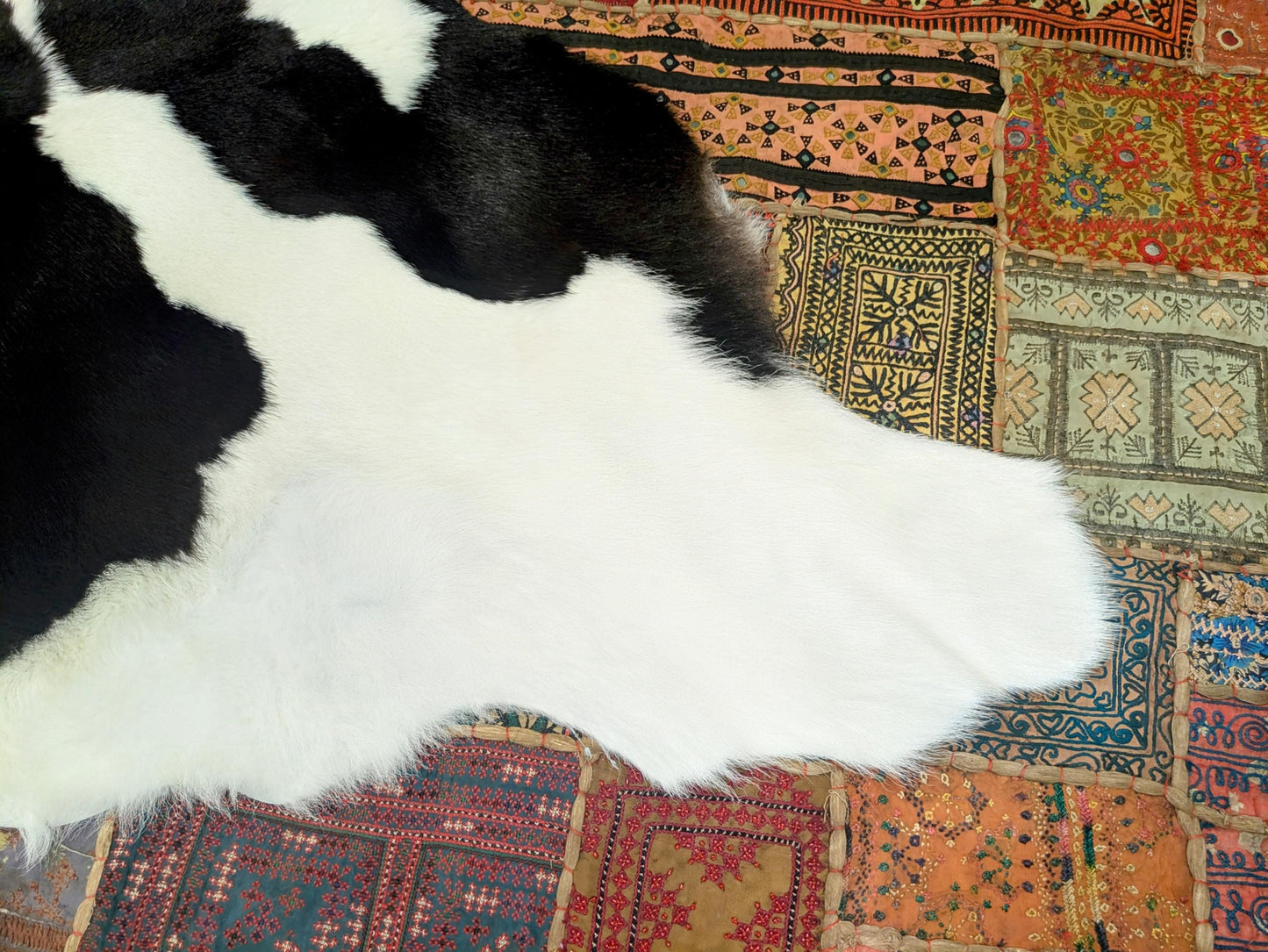Decorative Calf Fur Rug with Suede Back, Handcrafted in Brazil All Tribes Treasures