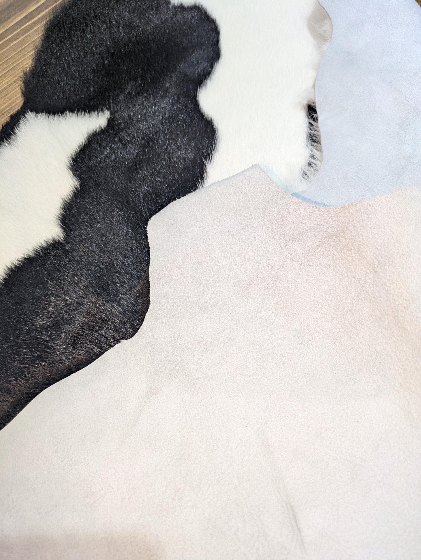 Decorative Calf Fur Rug with Suede Back, Handcrafted in Brazil All Tribes Treasures