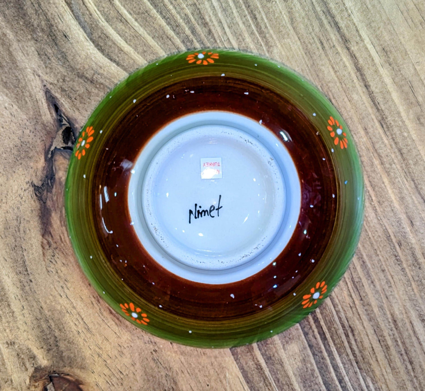 Hand-Painted Decorative Bowl with Green Brown Mandala All Tribes Treasures