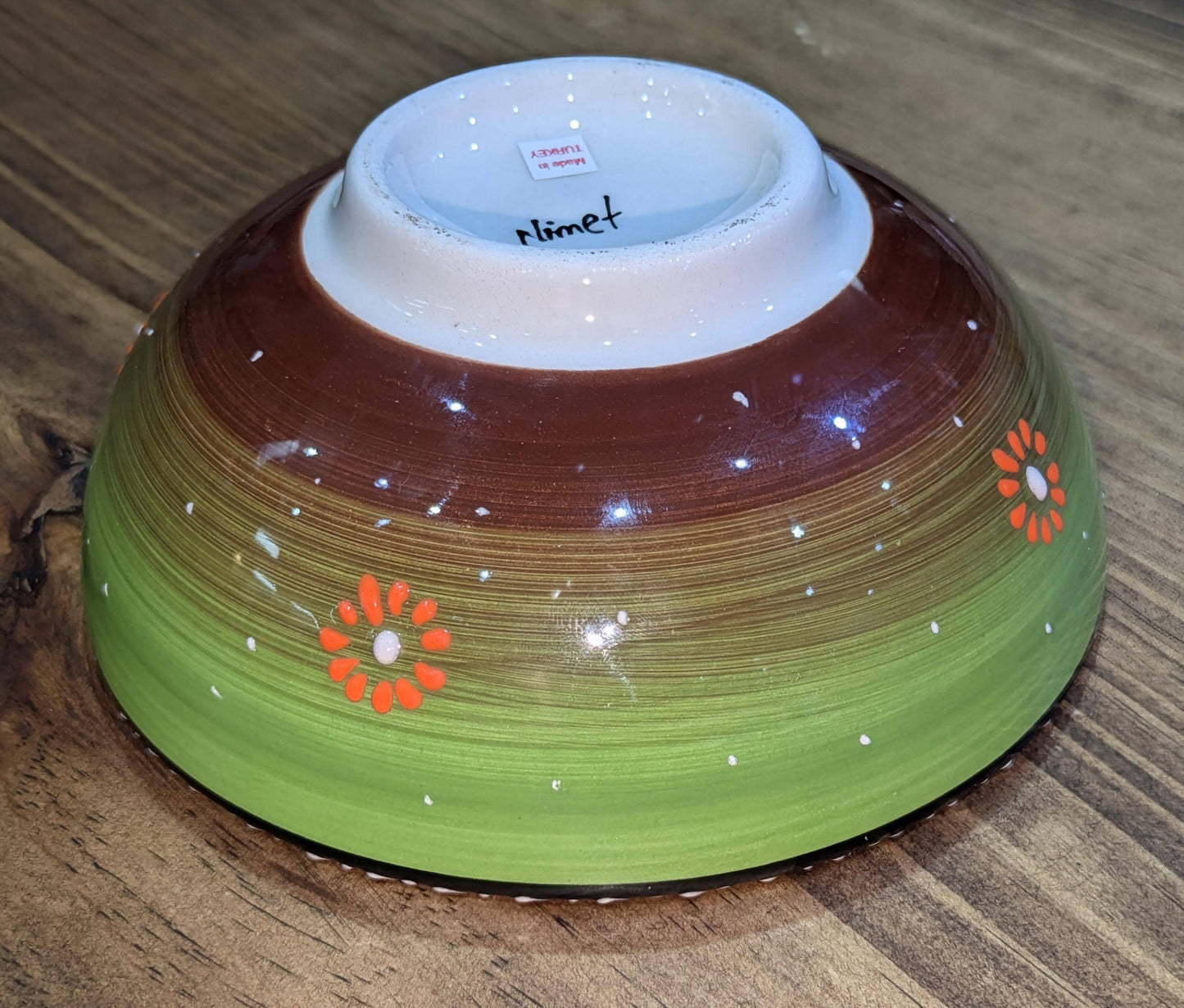 Hand-Painted Decorative Bowl with Green Brown Mandala All Tribes Treasures