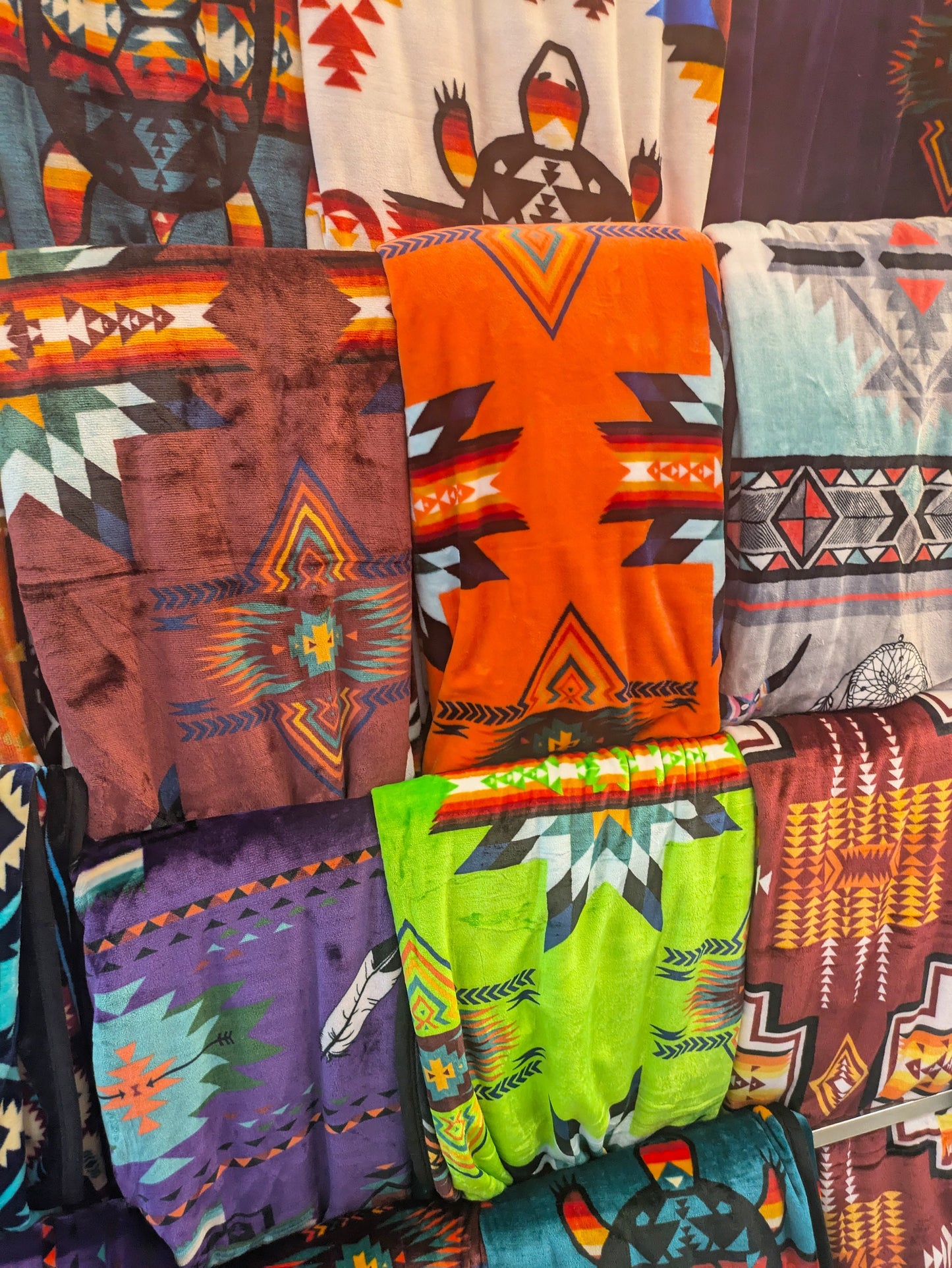 Reversible Native American Blanket - Ultra Soft Design All Tribes Treasures