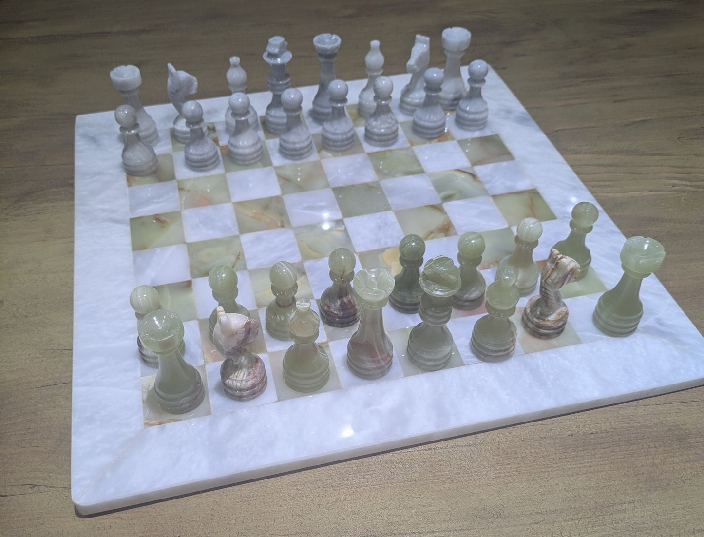 15 Handmade Marble Onyx Chess Set - Luxury Collector's Piece All Tribes Treasures