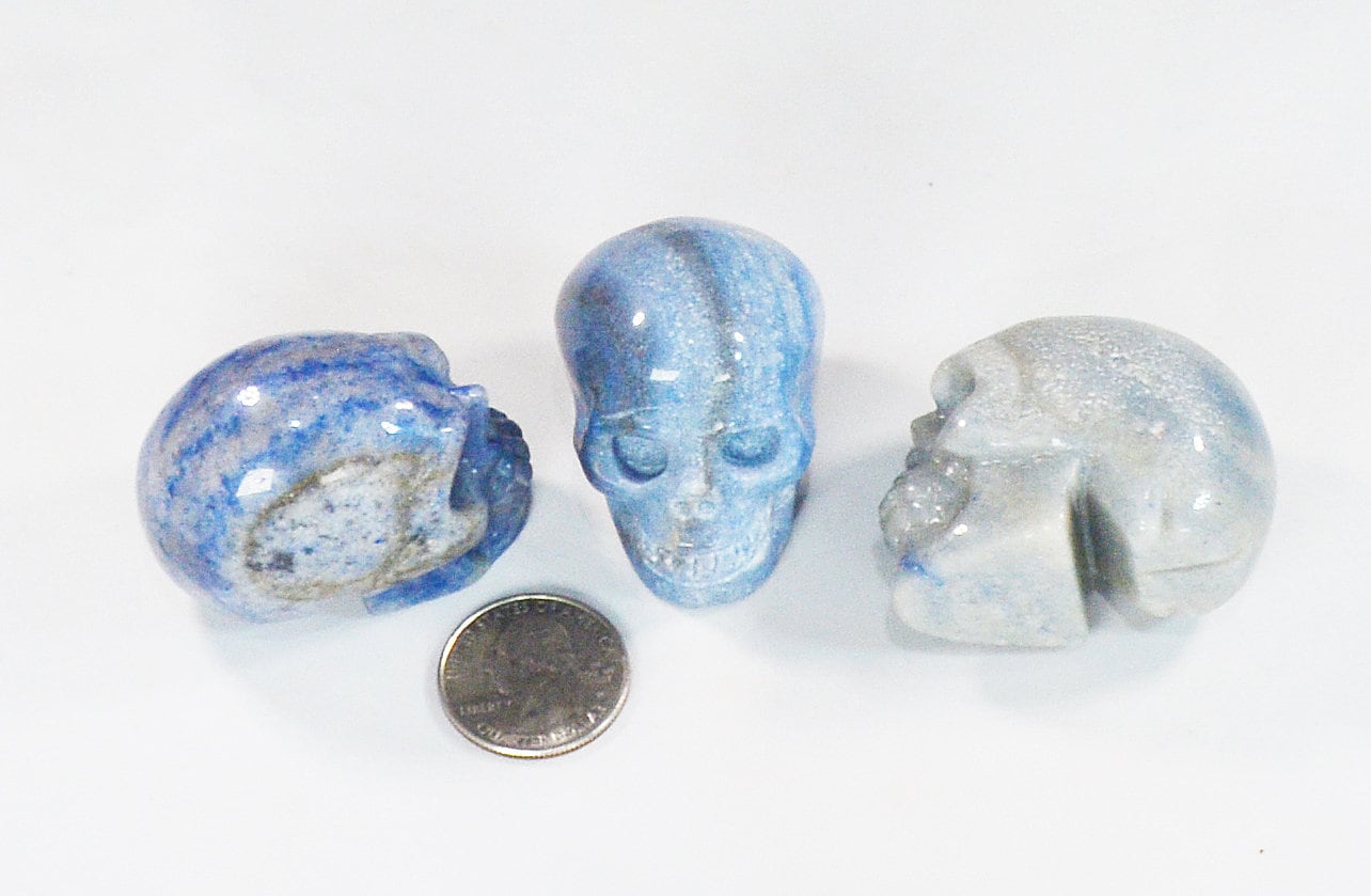 Sodalite Blue Aventurine Skull – Hand-Carved Natural Stone All Tribes Treasures