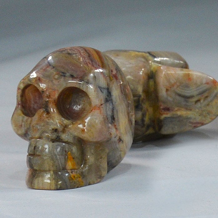 Crazy Lace Agate Skull for Decor & Energy Work All Tribes Treasures