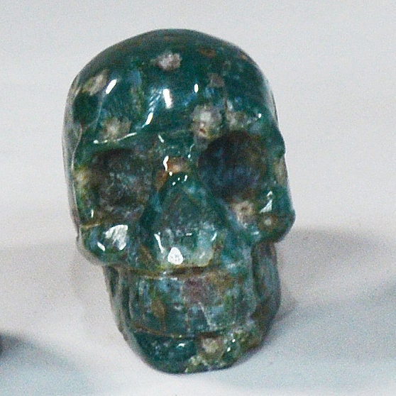 Moss Agate Skull for Growth & Balance All Tribes Treasures