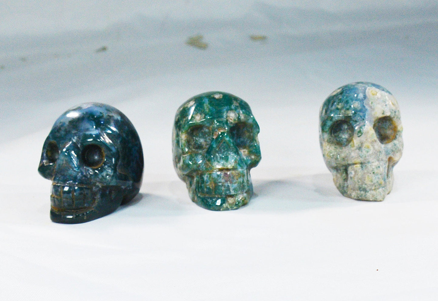 Moss Agate Skull for Growth & Balance All Tribes Treasures