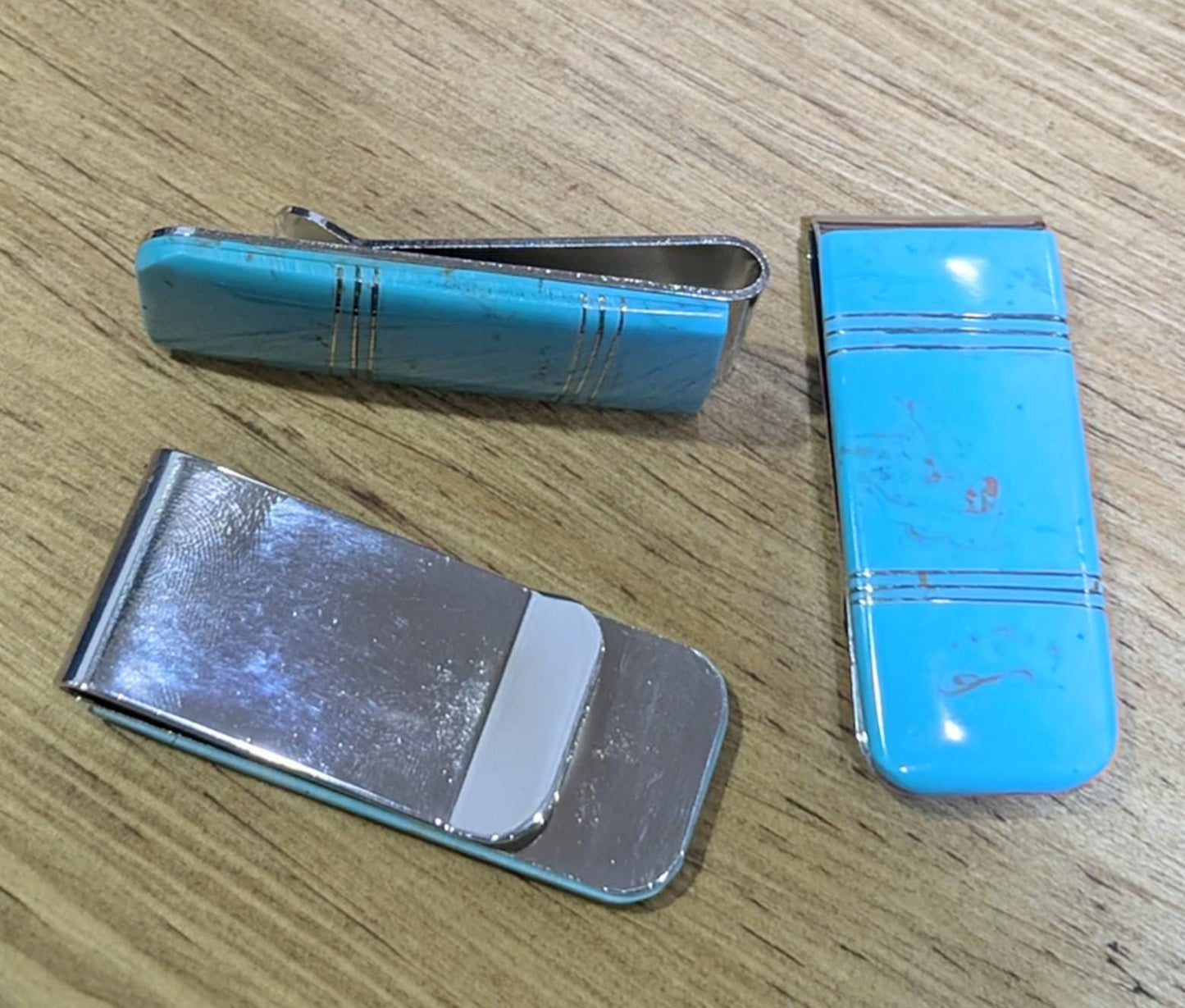 Stainless Steel Money Clip with Sky-Blue Magnesite Inlay All Tribes Treasures