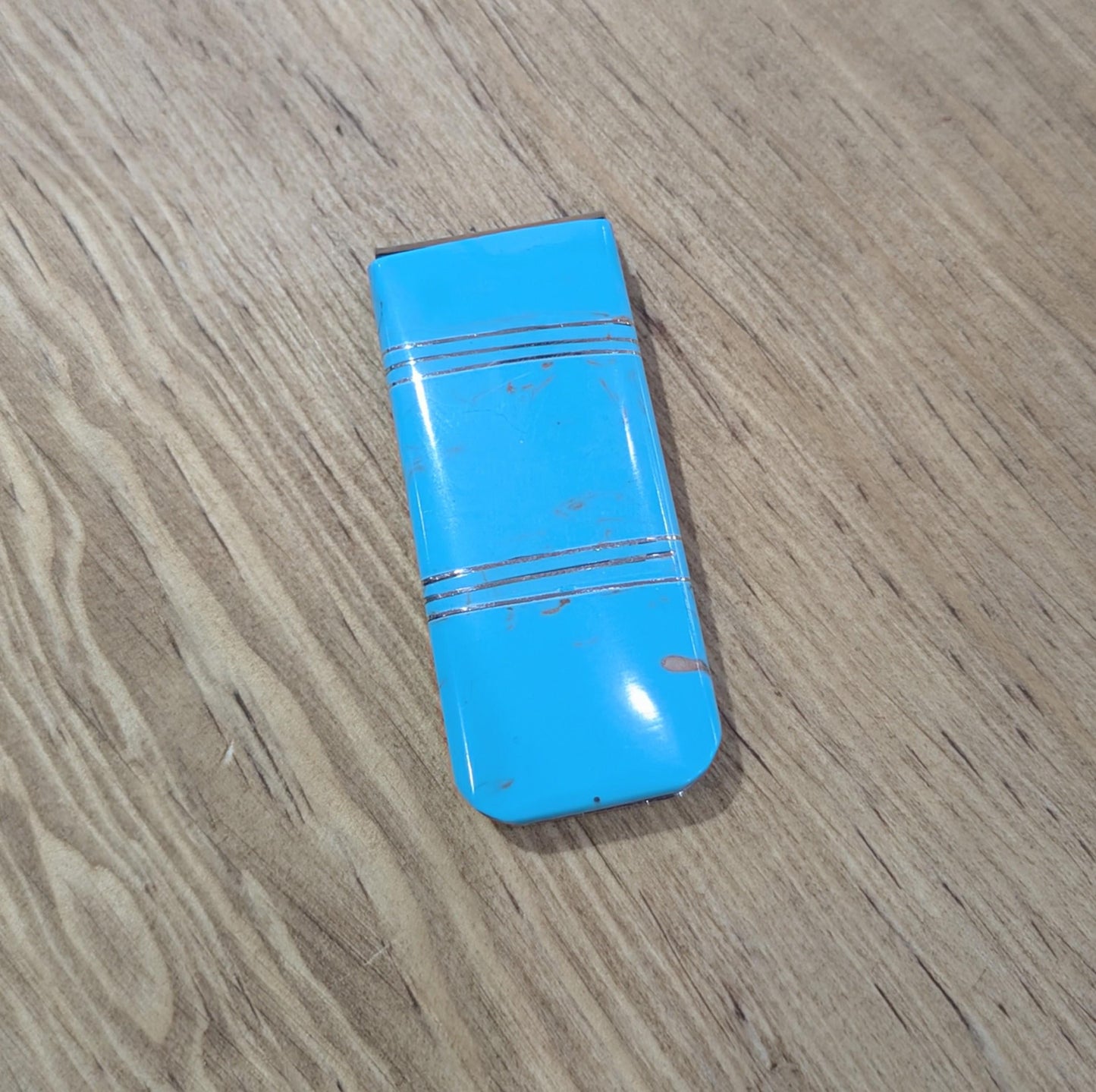Stainless Steel Money Clip with Sky-Blue Magnesite Inlay All Tribes Treasures