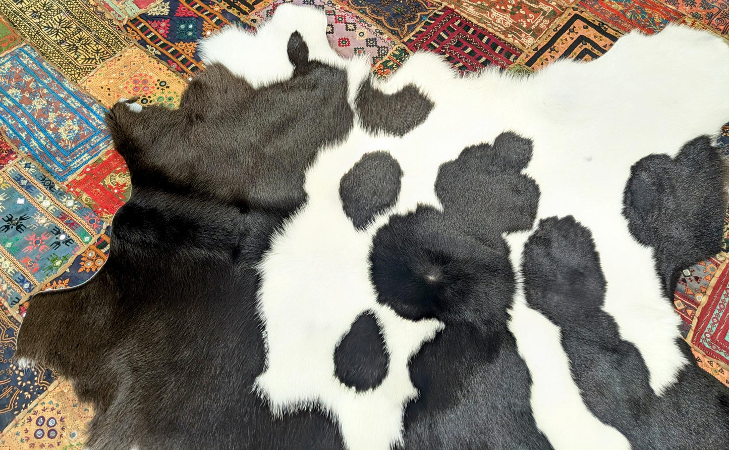 Decorative Calf Fur Rug with Suede Back, Handcrafted in Brazil All Tribes Treasures
