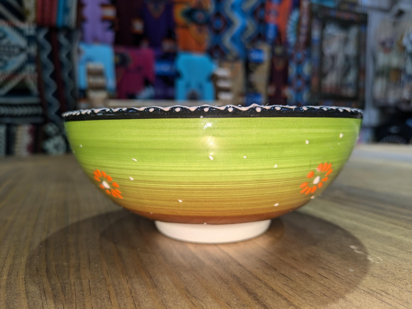 Hand-Painted Decorative Bowl with Green Brown Mandala All Tribes Treasures
