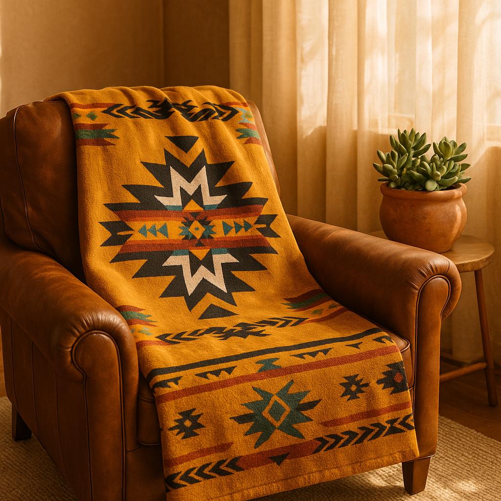Reversible Native American Blanket - Ultra Soft Design All Tribes Treasures
