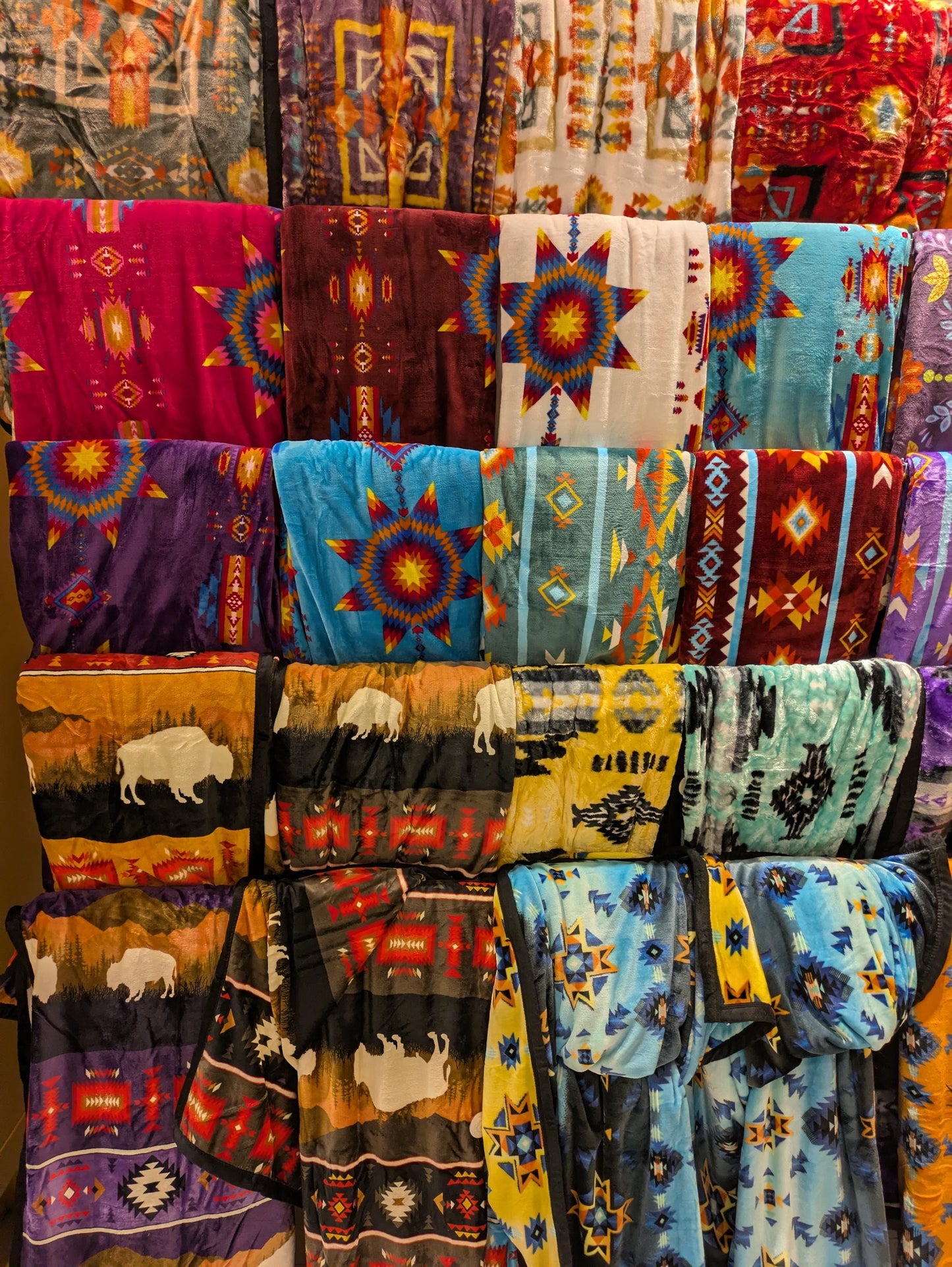 Reversible Native American Blanket - Ultra Soft Design All Tribes Treasures