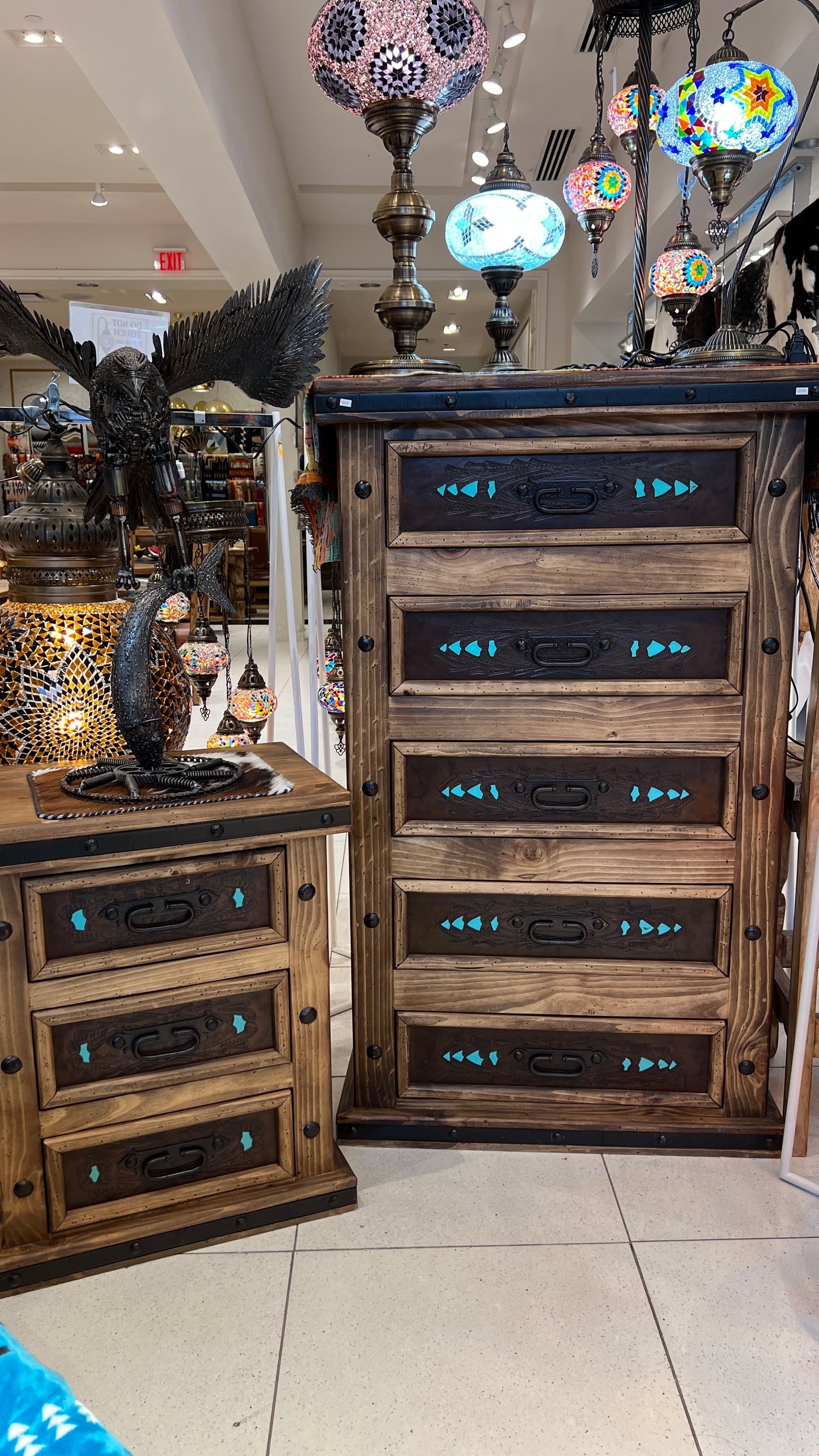 Handcrafted Leather & Pine Bedroom Set | Mexican Artisan | Queen All Tribes Treasures
