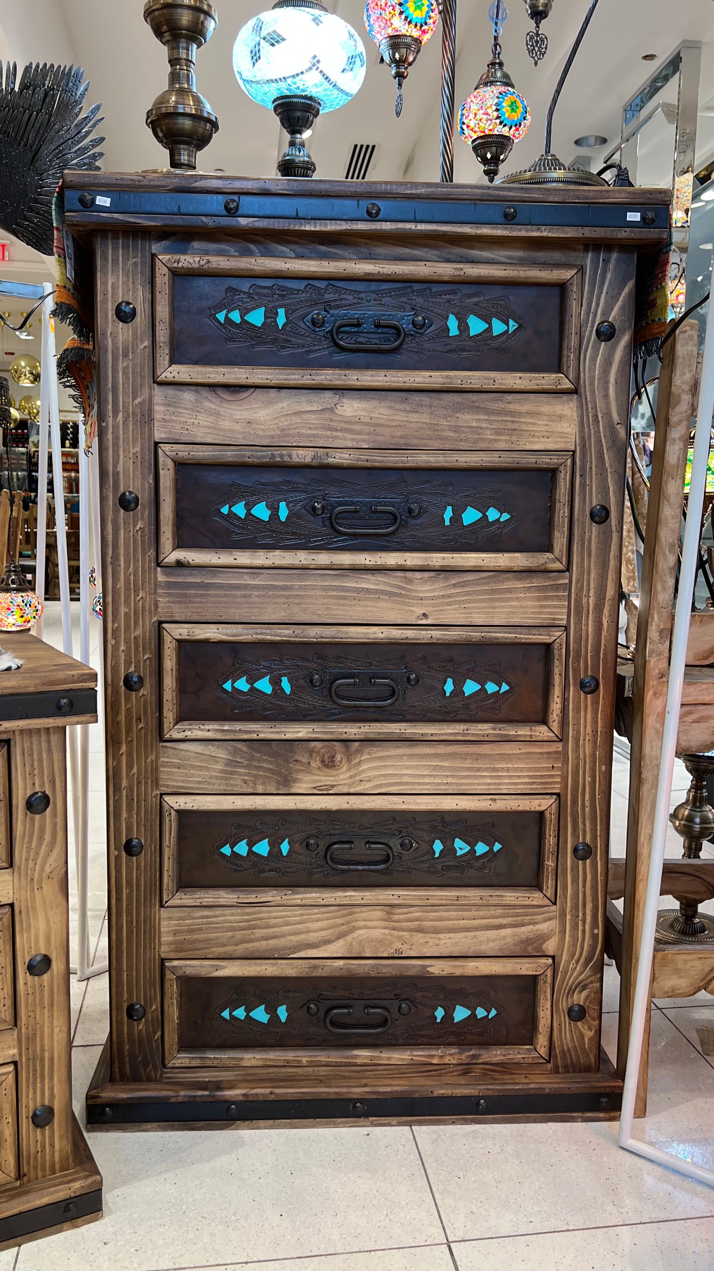 Handcrafted Leather & Pine Bedroom Set | Mexican Artisan | Queen All Tribes Treasures