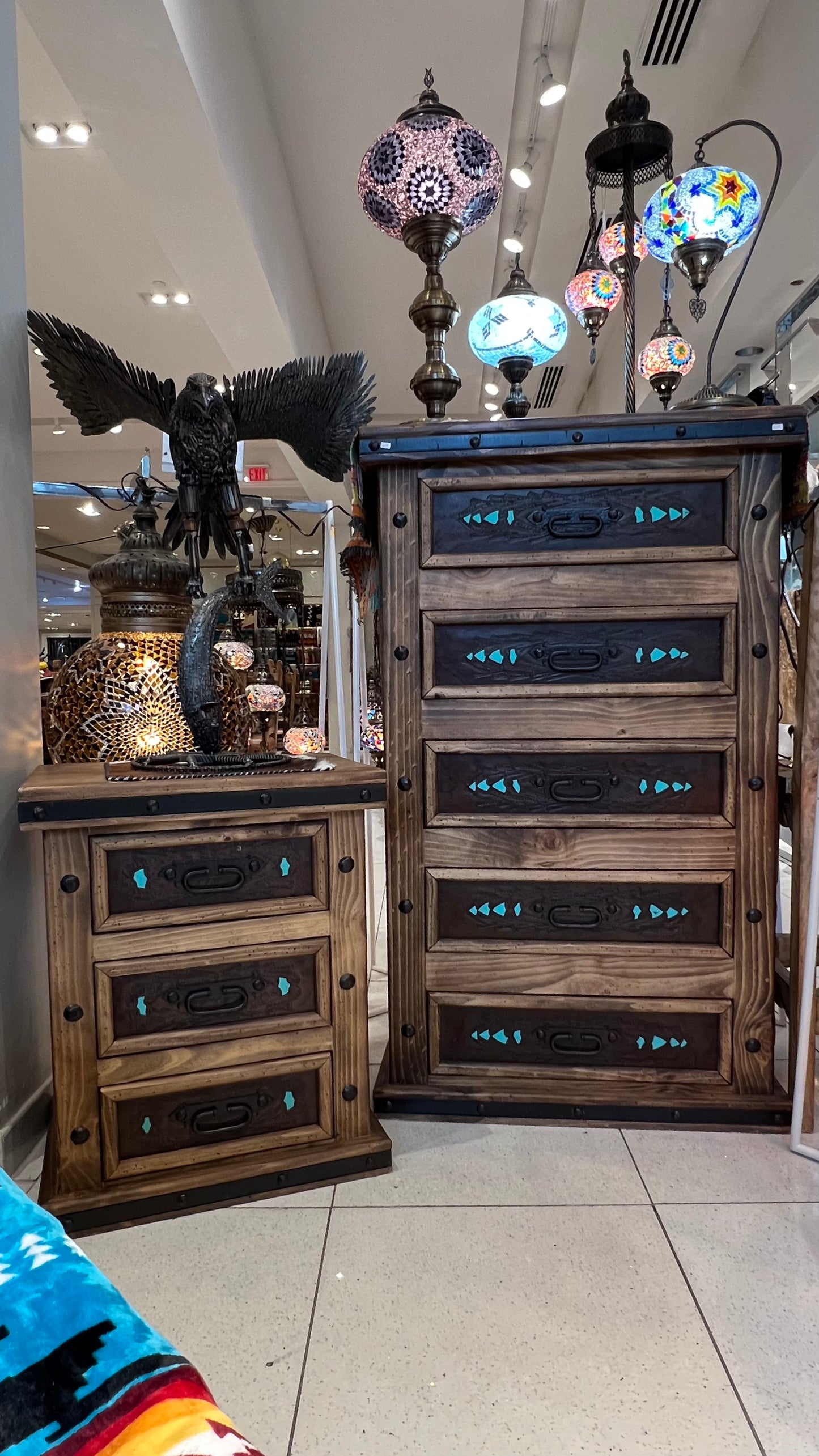 Handcrafted Leather & Pine Bedroom Set | Mexican Artisan | Queen All Tribes Treasures