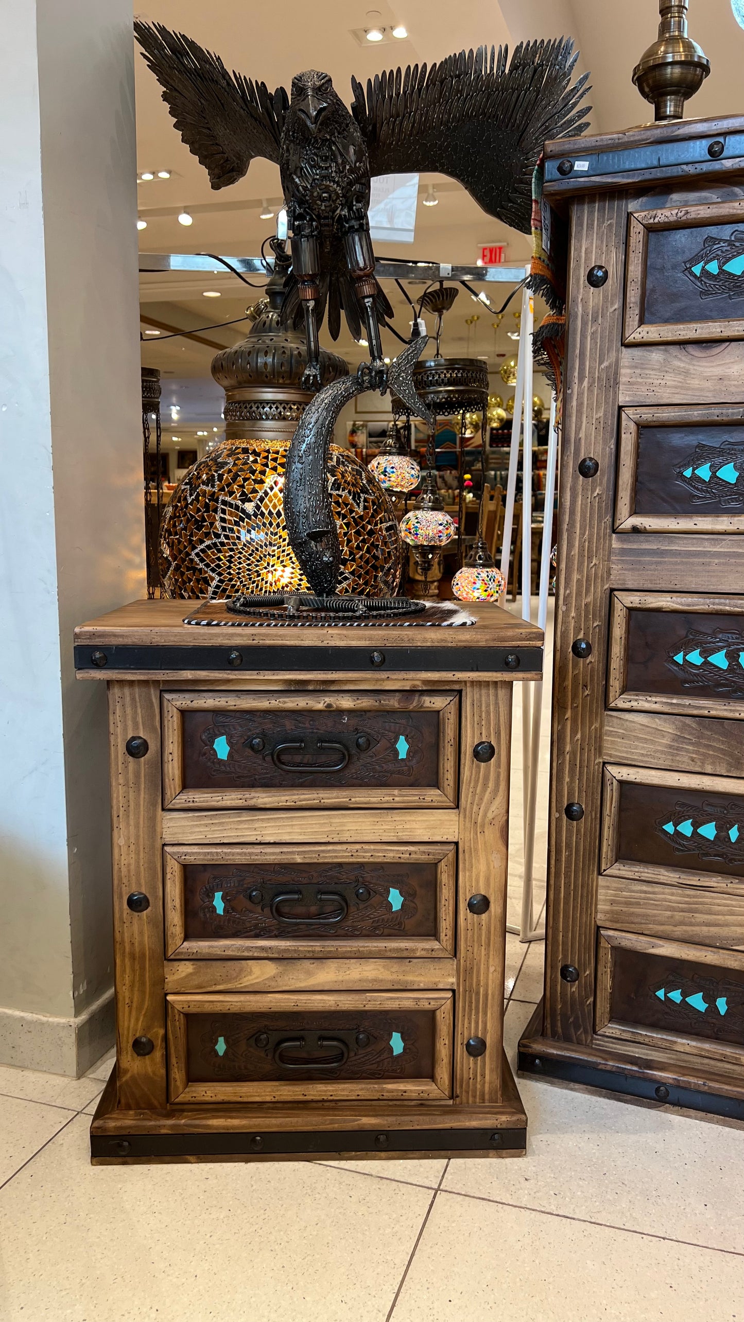 Handcrafted Leather & Pine Bedroom Set | Mexican Artisan | Queen All Tribes Treasures