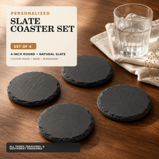 Personalized Engraved 4 Inch Slate Coaster Set of 4
