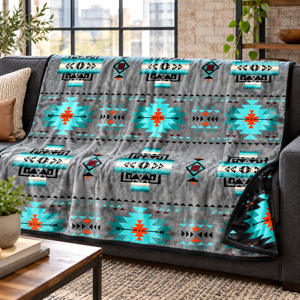 Converging Arrows Baby / Throw Blanket — 40 × 60, Reversible Silk-Touch
