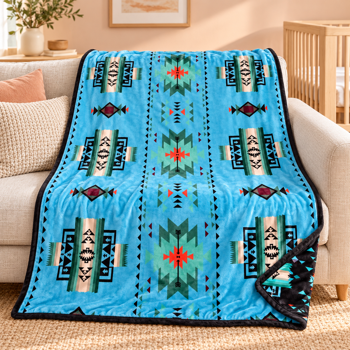 Converging Arrows Baby / Throw Blanket — 40 × 60, Reversible Silk-Touch
