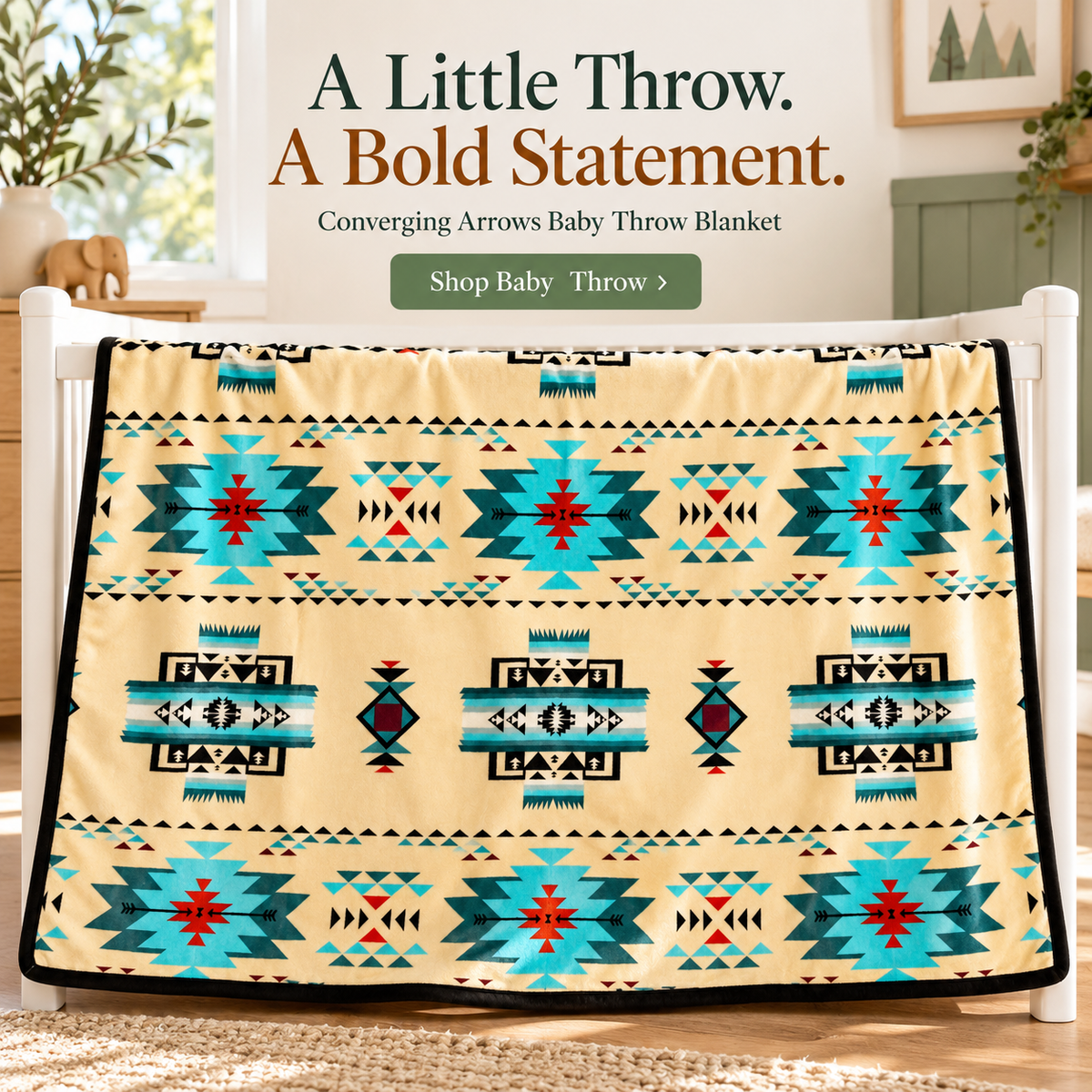 Converging Arrows Baby / Throw Blanket — 40 × 60, Reversible Silk-Touch