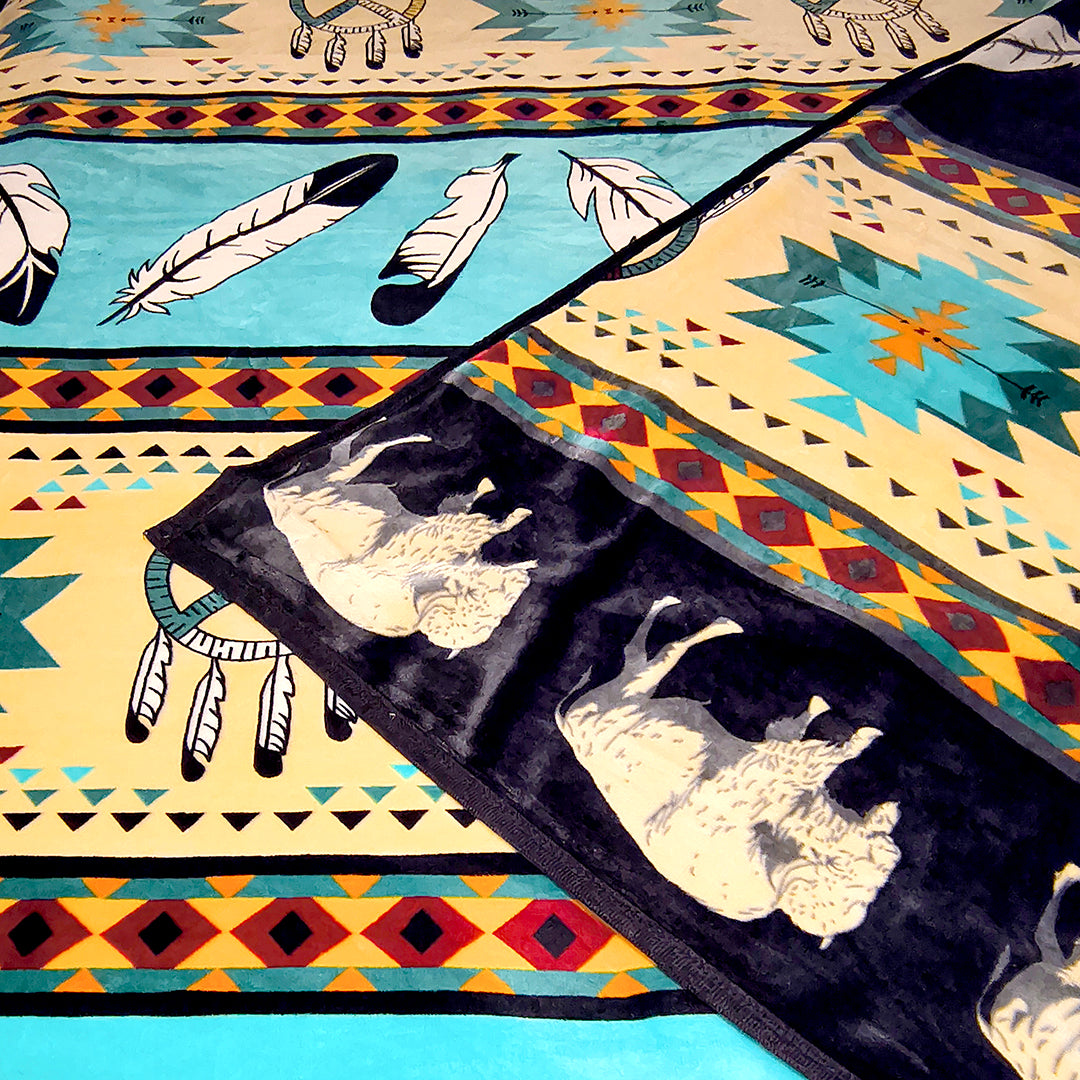 Buffalo Dreamcatcher Protection Blanket – Reversible Queen | Southwestern-Inspired