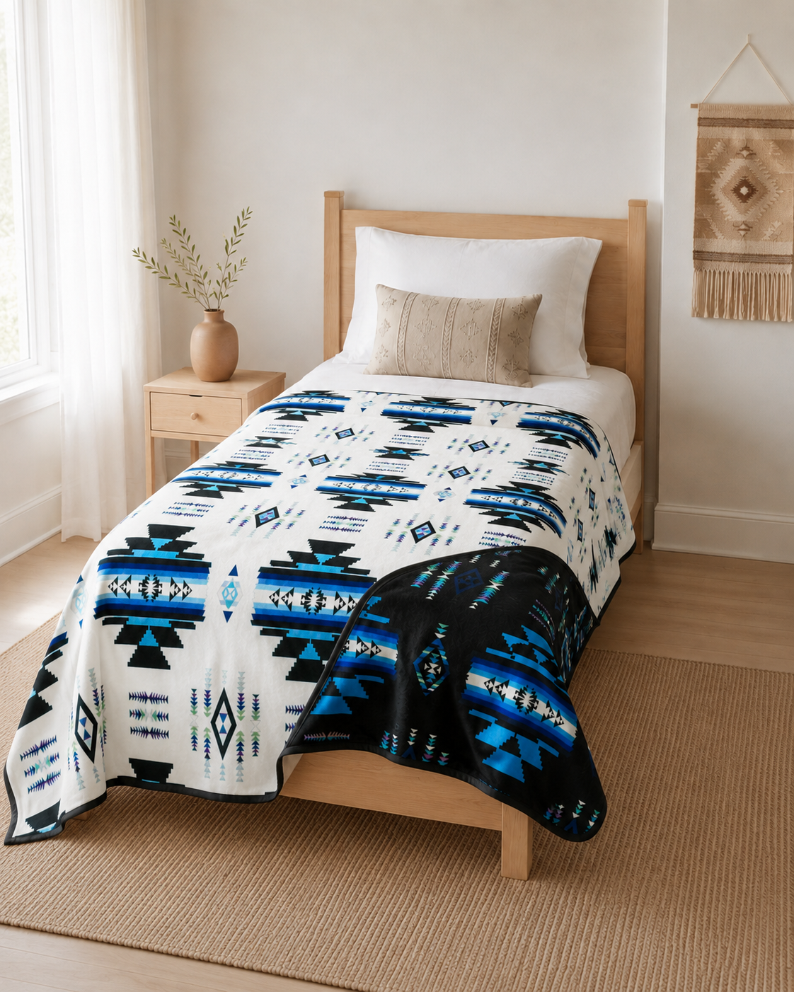 Storm Pattern Full/Twin Blanket – Reversible Southwestern Geometric Throw