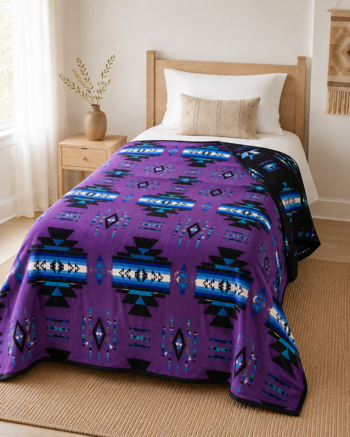 Storm Pattern Full/Twin Blanket – Reversible Southwestern Geometric Throw