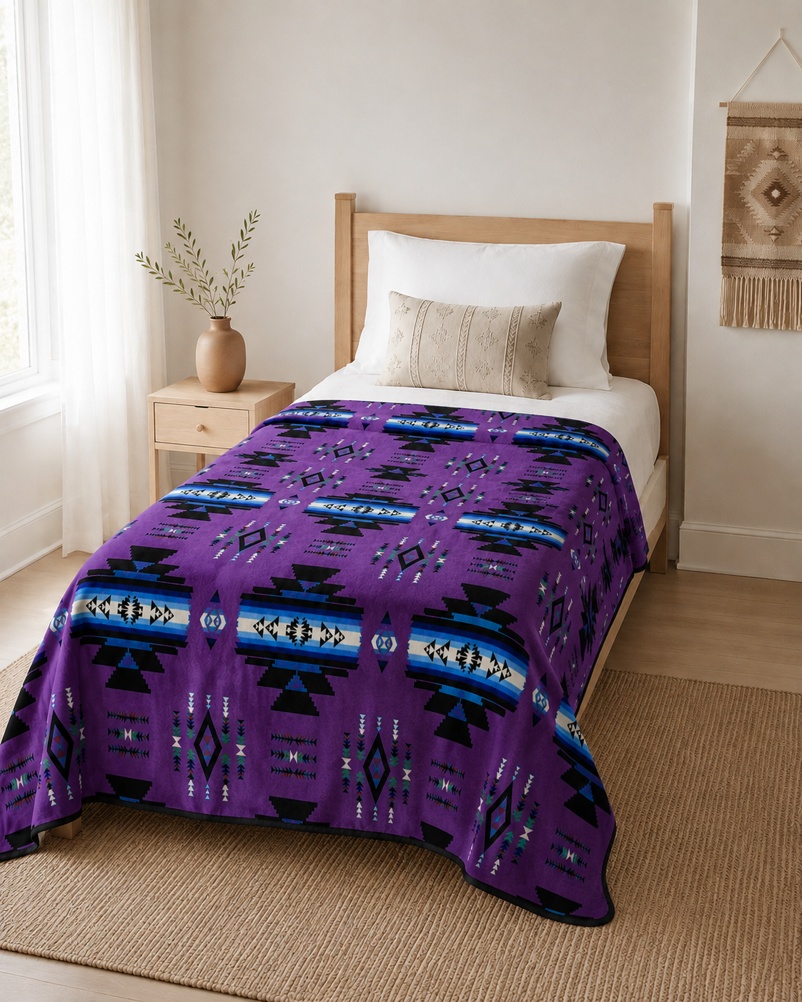 Storm Pattern Full/Twin Blanket – Reversible Southwestern Geometric Throw