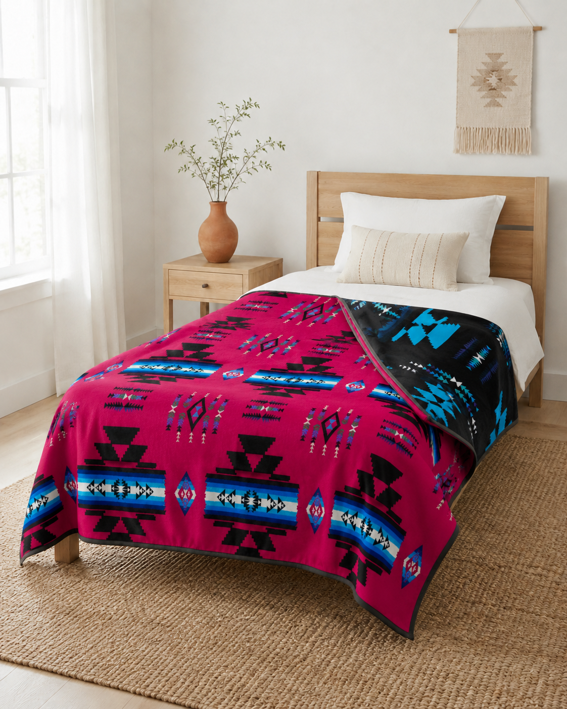 Storm Pattern Full/Twin Blanket – Reversible Southwestern Geometric Throw