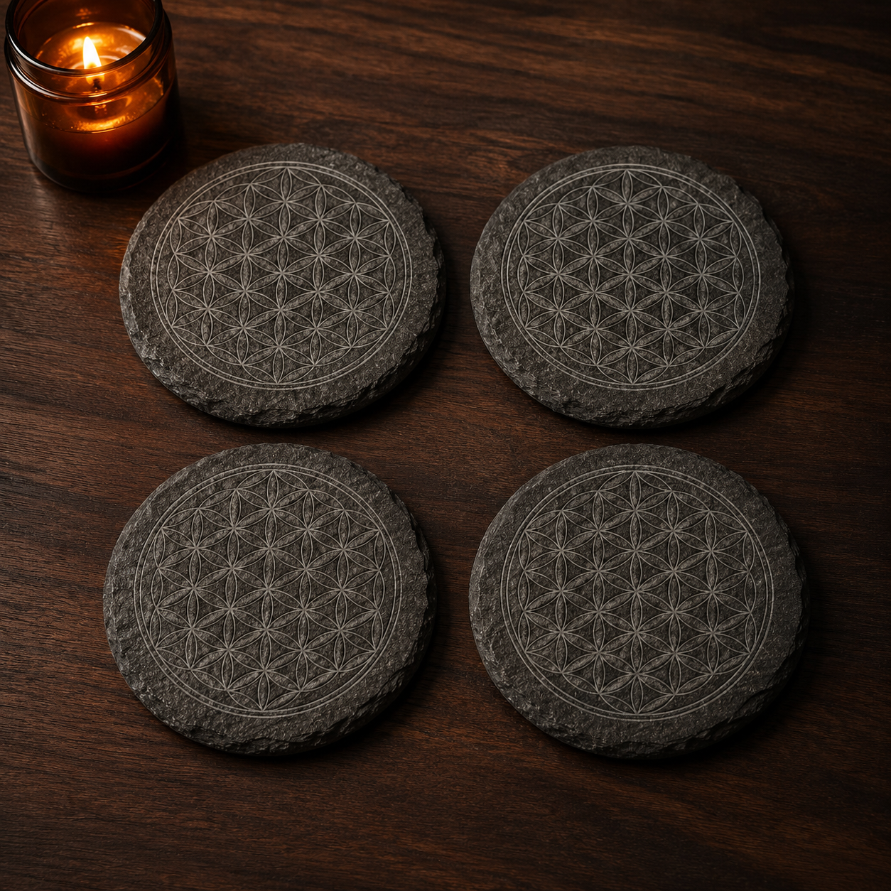 Personalized Engraved 4 Inch Slate Coaster Set of 4