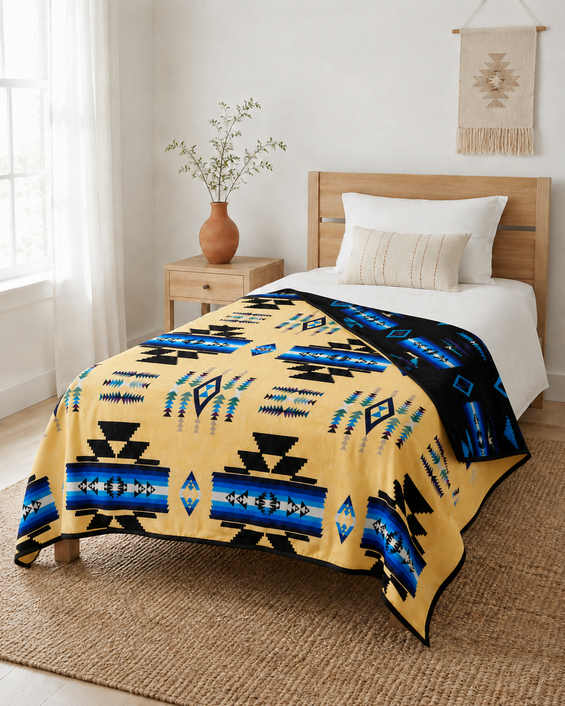 Storm Pattern Full/Twin Blanket – Reversible Southwestern Geometric Throw