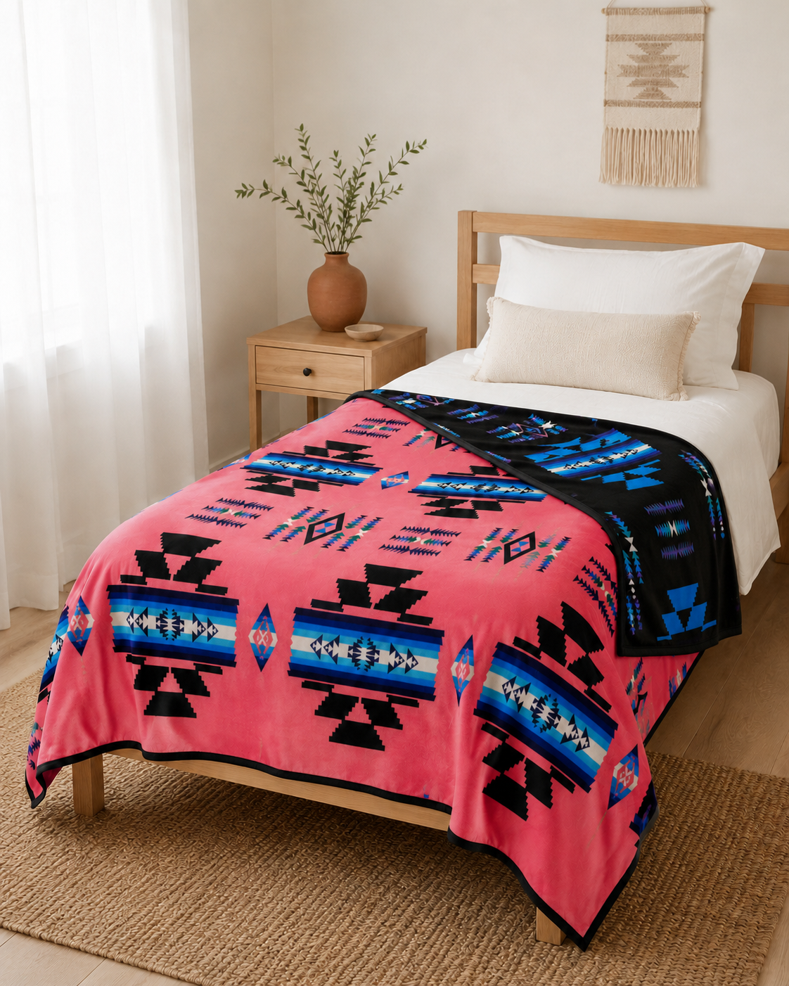 Storm Pattern Full/Twin Blanket – Reversible Southwestern Geometric Throw