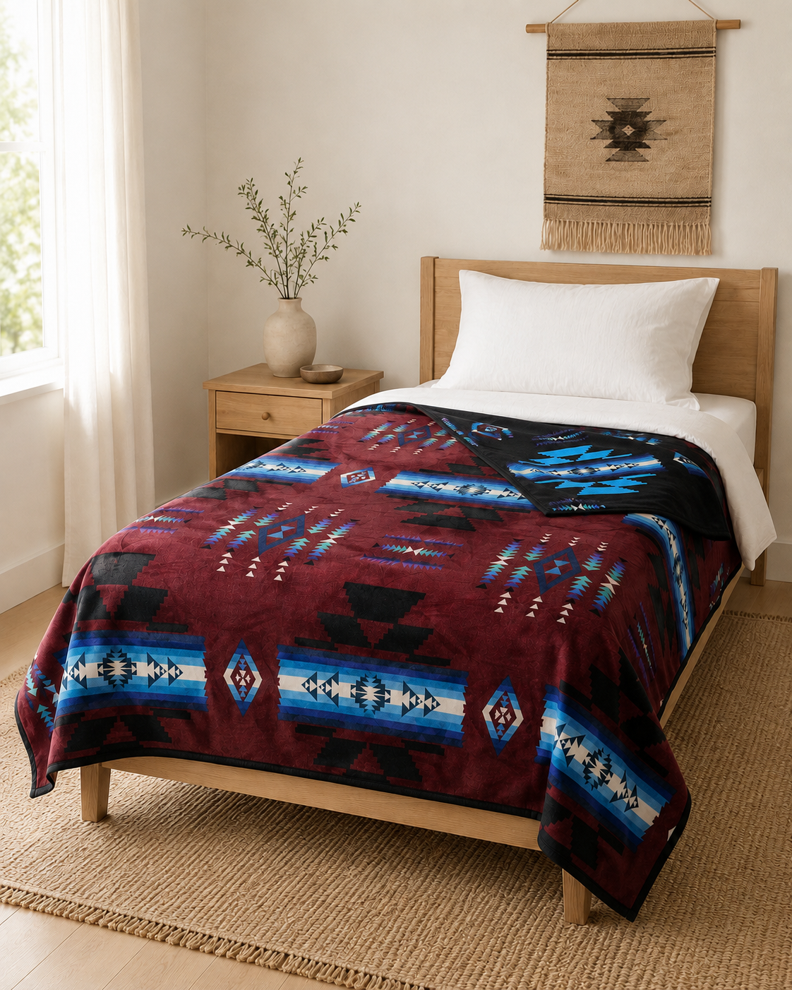 Storm Pattern Full/Twin Blanket – Reversible Southwestern Geometric Throw