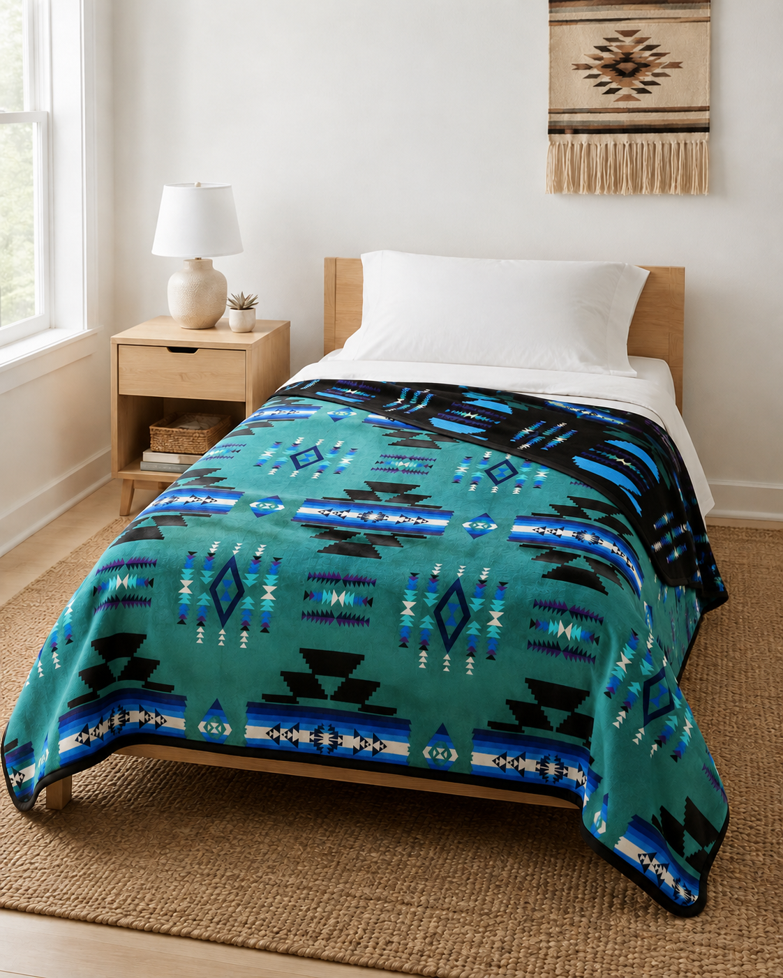 Storm Pattern Full/Twin Blanket – Reversible Southwestern Geometric Throw