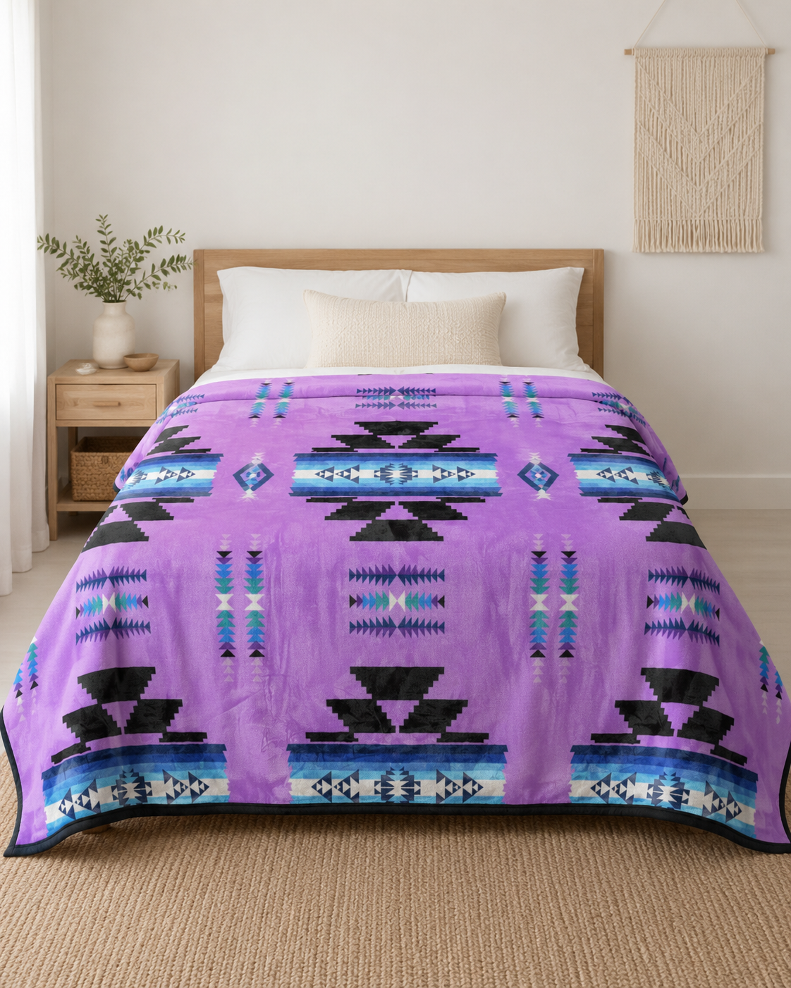 Storm Pattern Full/Twin Blanket – Reversible Southwestern Geometric Throw