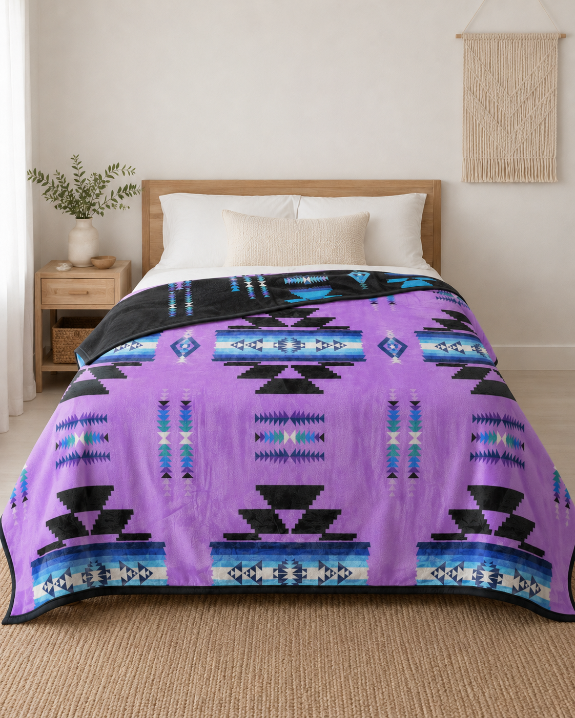 Storm Pattern Full/Twin Blanket – Reversible Southwestern Geometric Throw