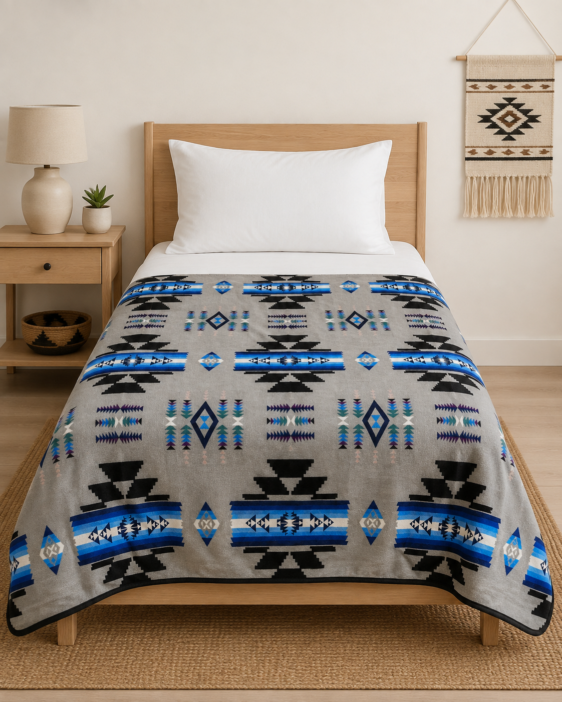 Storm Pattern Full/Twin Blanket – Reversible Southwestern Geometric Throw