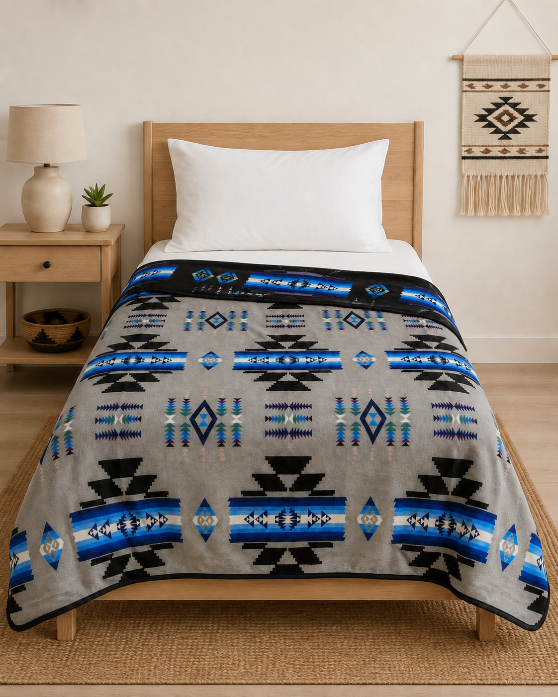 Storm Pattern Full/Twin Blanket – Reversible Southwestern Geometric Throw