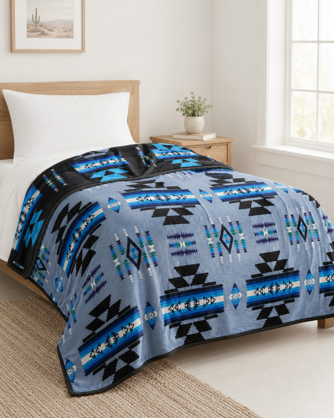 Storm Pattern Full/Twin Blanket – Reversible Southwestern Geometric Throw
