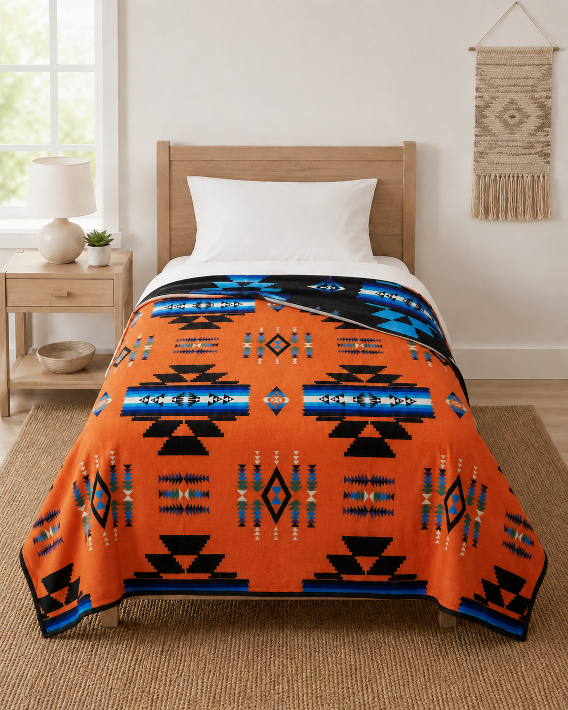 Storm Pattern Full/Twin Blanket – Reversible Southwestern Geometric Throw